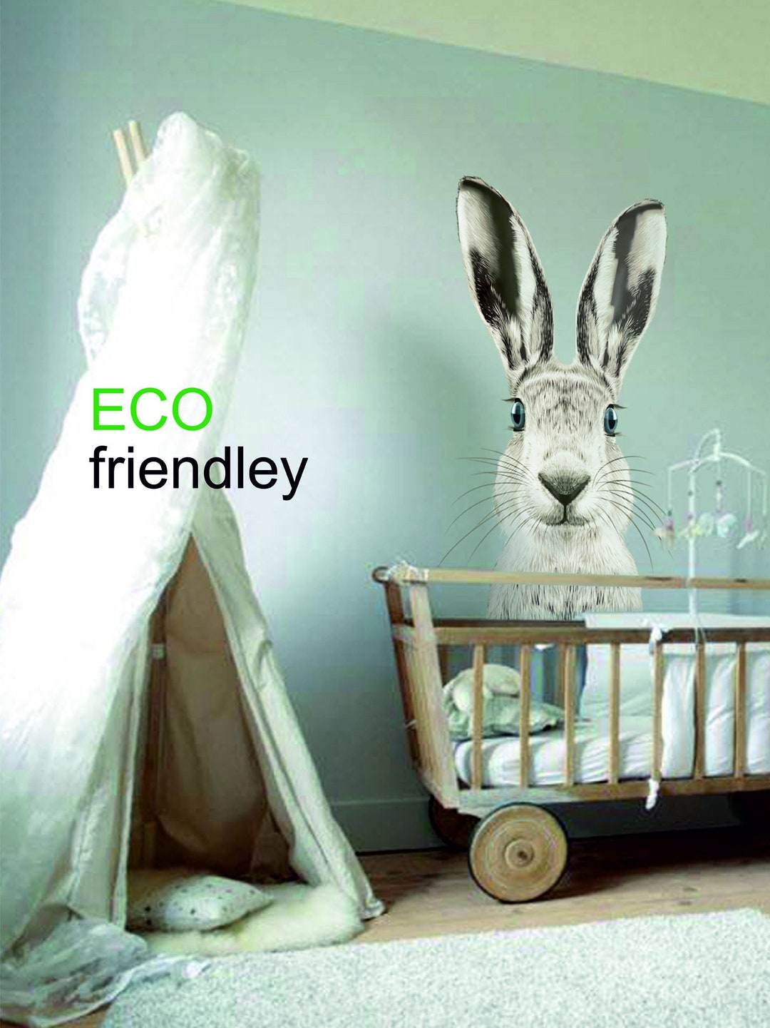 Hello Bunny white Vinyl Wall Decals for Kids Nursery Etsy