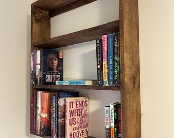 Handmade Pine Wood Wall Bookshelf: Stained or Unfinished
