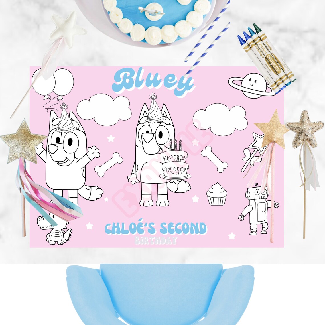 Bluey Party Favors Bluey Birthday Bluey Placemats Bluey Etsy Canada