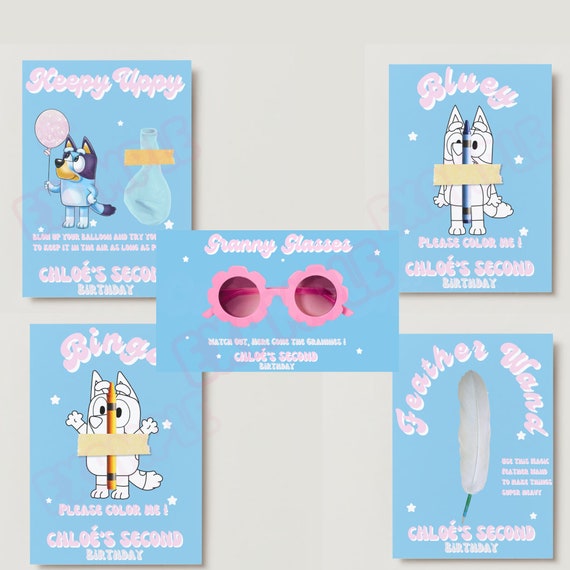 bluey games bluey sticker set for kids - bluey party supplies bundle