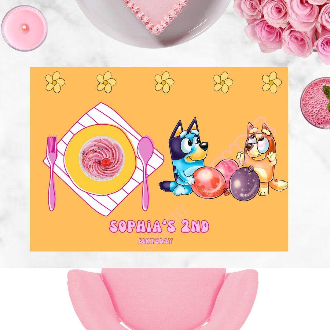 Bluey Placemat Birthday Printable Bluey Party Favor Tags Bluey Etsy