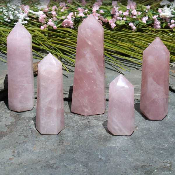 Rose Quartz Towers | Rose Quartz Points | Natural Pink Rose Quartz Obelisk | Polished Rose Quartz Wand - You Choose