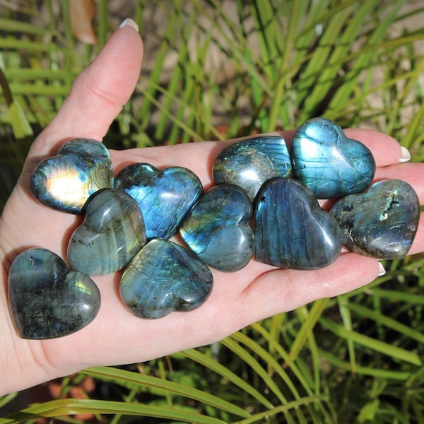 Labradorite Hearts | Polished Labradorite Mini Hearts | Choose How Many