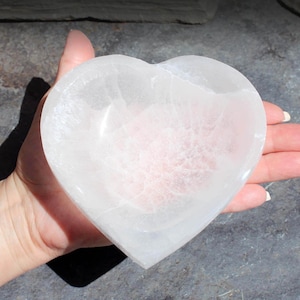 Selenite Heart Bowl | Large Selenite Heart Bowl | Satin Spar Bowl