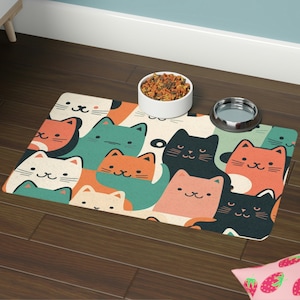 Cat food mat with lip hot sale