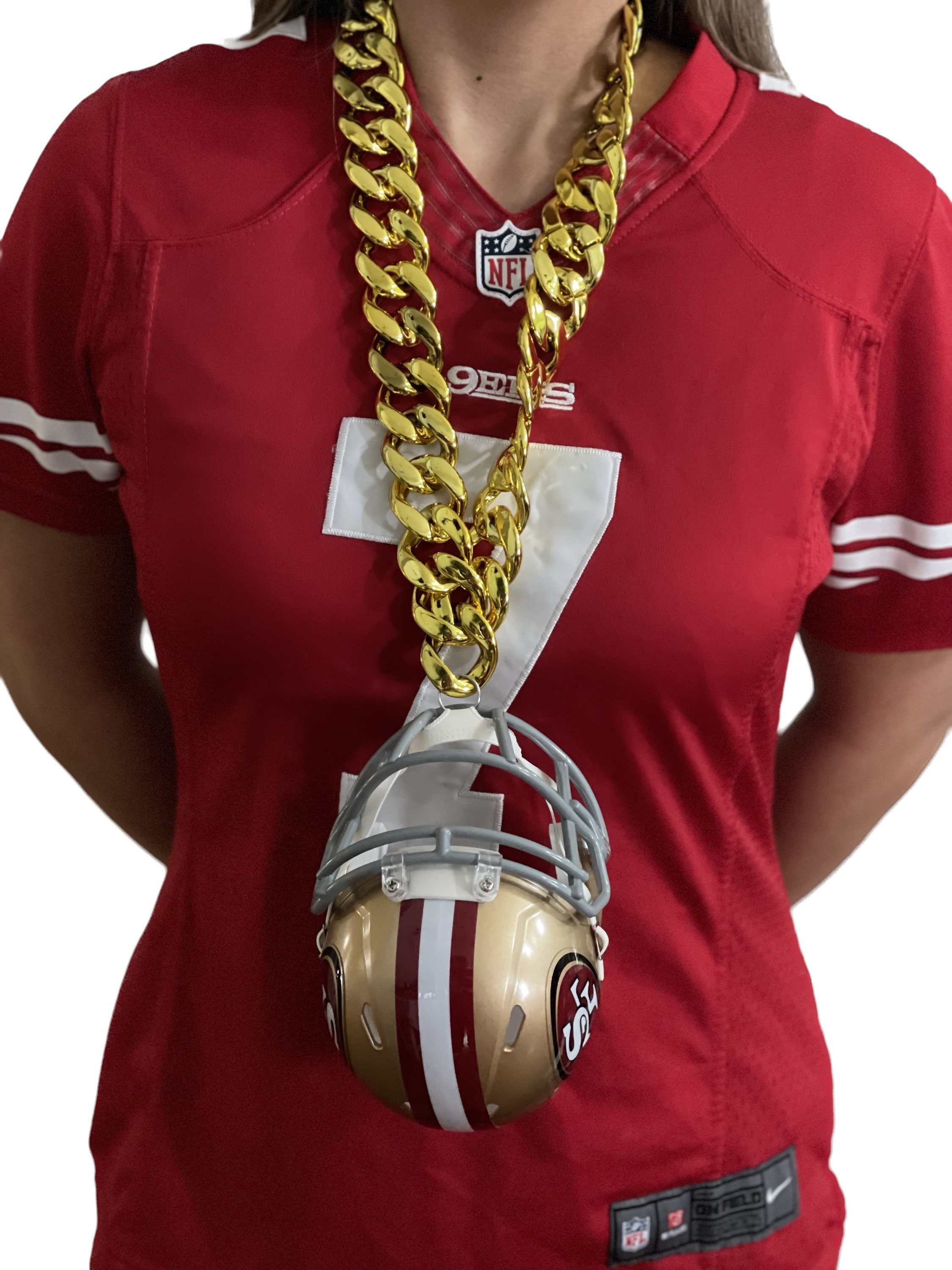 NEW NFL San Francisco 49ers Fan Chain Big Necklace Foam Orange 689603808673  | eBay