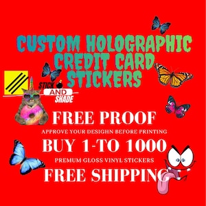 Custom Holographic Credit card stickers bild 1