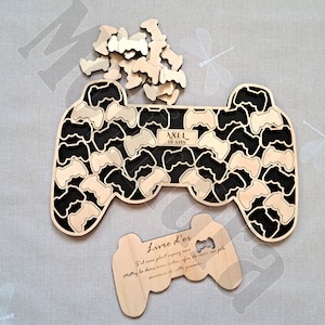 Personalized wooden video game controller guestbook UNIQUE MODEL