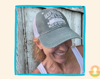 Pontoon Boat Mess Up Your Hair Design Distressed Trucker Hat