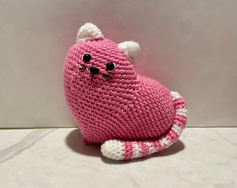 Heart Cat Crochet Gift - Cute Handmade Cat Valentines Amigurumi