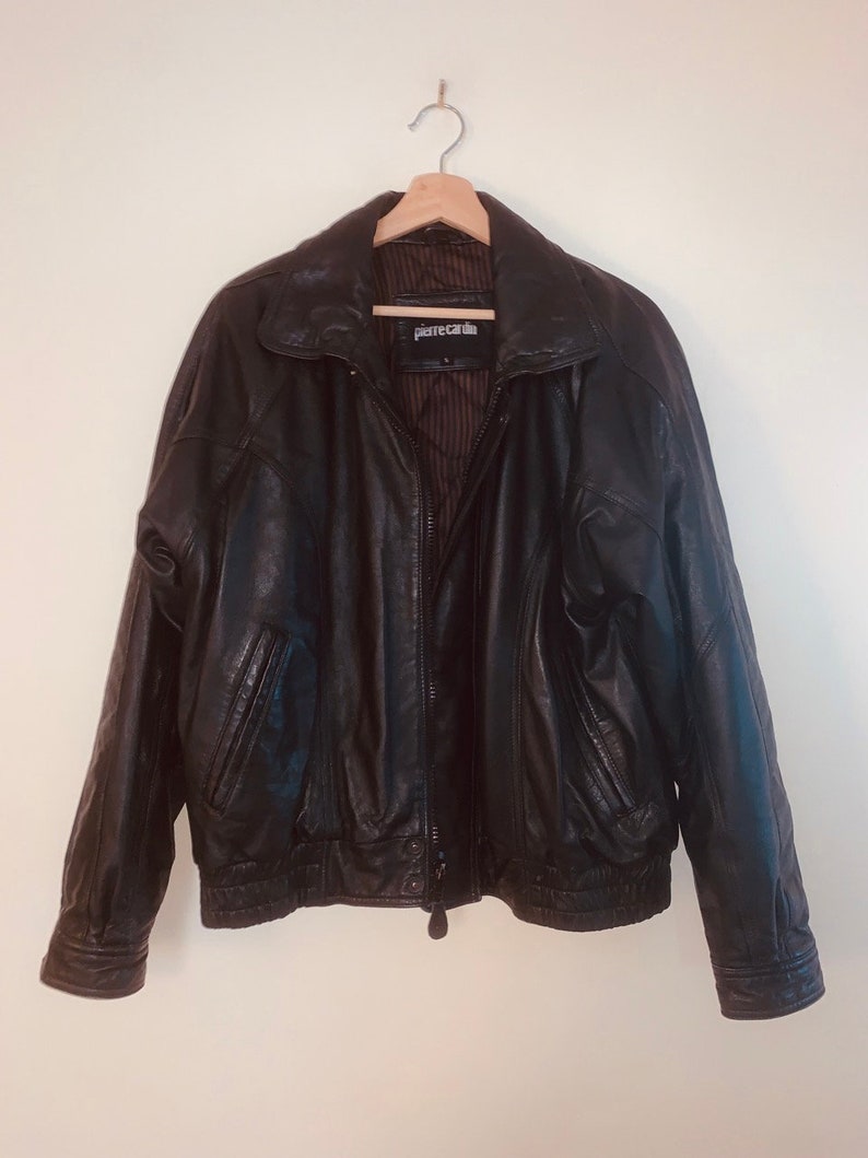 Vintage Pierre Cardin Leather Bomber Jacket - Etsy
