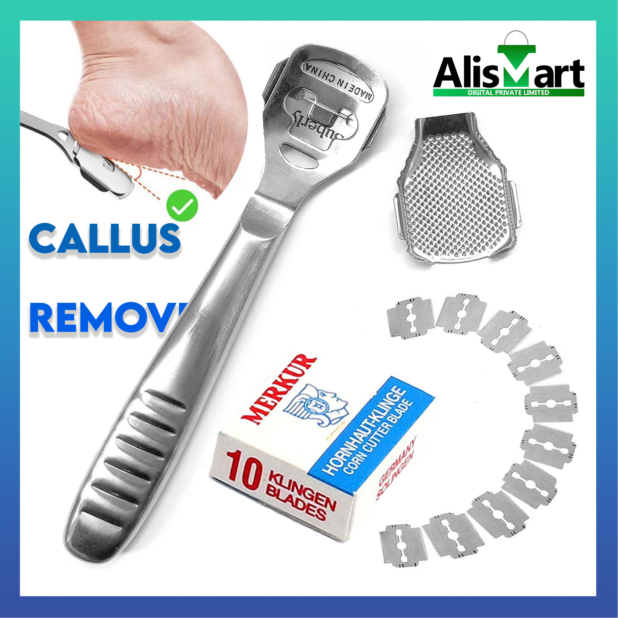 13 Pieces Callus Shaver Set, Pedicure Foot Shaver Callus Remover -  Professional Heel Callous Corn Removal Metal Scraper with 10 Blades and 1  Foot File