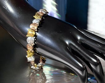 Mixed Metal Cat Bracelet: Copper Alloy Cat Lover&#39;s Jewelry