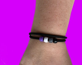Pulsera ajustable asexual, colores demisexuales, joyería, as, arromántico, orgullo aro, LGBTQIA