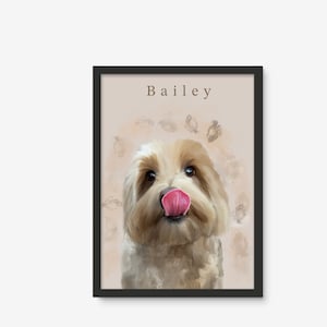 Pet Portrait, Hand-illustrated Custom Portrait, Personalized Dog Wall Art, Pet Memorial Ideas, Digital or Print, Gift,Art work, Pet lovers