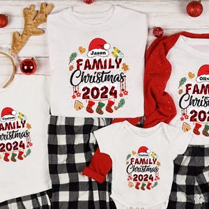 T-shirt de Noël en famille 2024, chemise personnalisée de Noël en famille, t-shirt de Noël assorti en famille, t-shirt pour créer des souvenirs ensemble, cadeaux de Noël