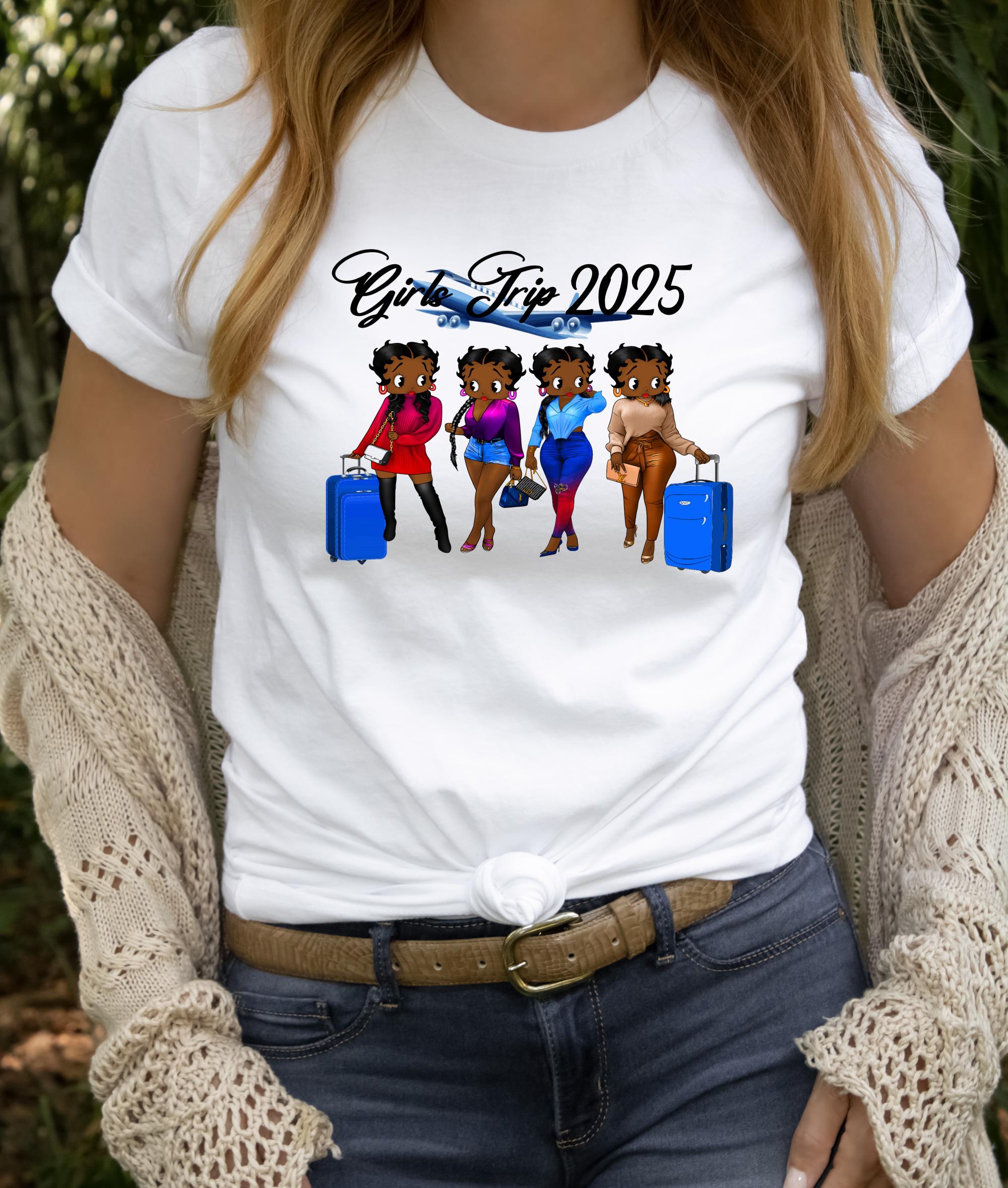 Girls Trip 2025 Shirt,Black Girls Trip Betty Boop T-Shirt,Funny Summer Shirt,Betty Boop Fan T, Gift For Her Tee, Afro Girls Trip Sweatshirt