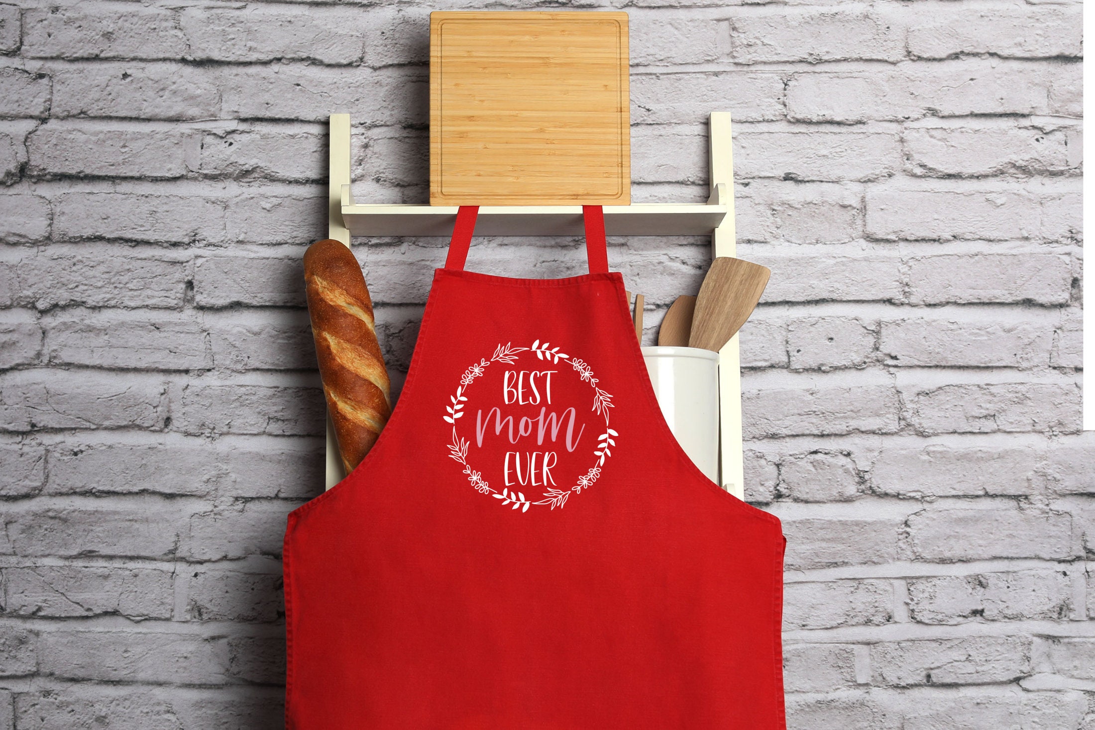 SUNENAT Funny Mother's Day Gift Apron Best Mom in the World