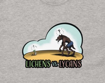 Lichens VS. Lycans T-Shirt: Geeky Werewolf Comic Art Tee
