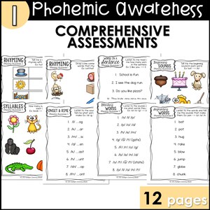 May include: A set of 12 printable worksheets for teaching phonemic awareness. The worksheets include activities for rhyming, syllables, onset and rime, blending words, segmenting words, and beginning sounds. The worksheets are colorful and engaging, and they are perfect for use in the classroom or at home.