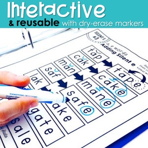 May include: A black and white worksheet with the words "Silent E" and "Adding Silent E" at the top. The worksheet has a series of words with the letter "e" at the end, and the student is asked to circle the "e" if it is silent.