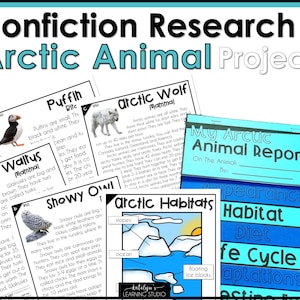Winter Animals Unit Study Animal Research Project, Reading Comprehension 2nd grade Reading or First Grade 1, Homeschool Reading Resources