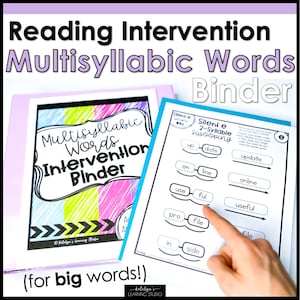 Reading Multisyllabic Words - Phonics Learning Binder, Worksheets for Homeschool and Science of Reading Intervention 1st, 2nd, and 3rd Grade