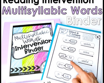 Reading Multisyllabic Words - Phonics Learning Binder, Worksheets for Homeschool and Science of Reading Intervention 1st, 2nd, and 3rd Grade