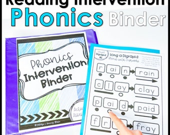 Phonics Games, Phonics Worksheet Binder, Phonics Printables Reading Intervention Activities, Phonics workbook for Homeschool Printables