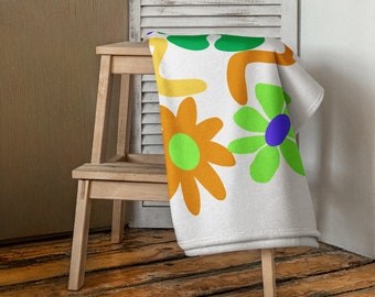 Bold Flower Power on white Towel