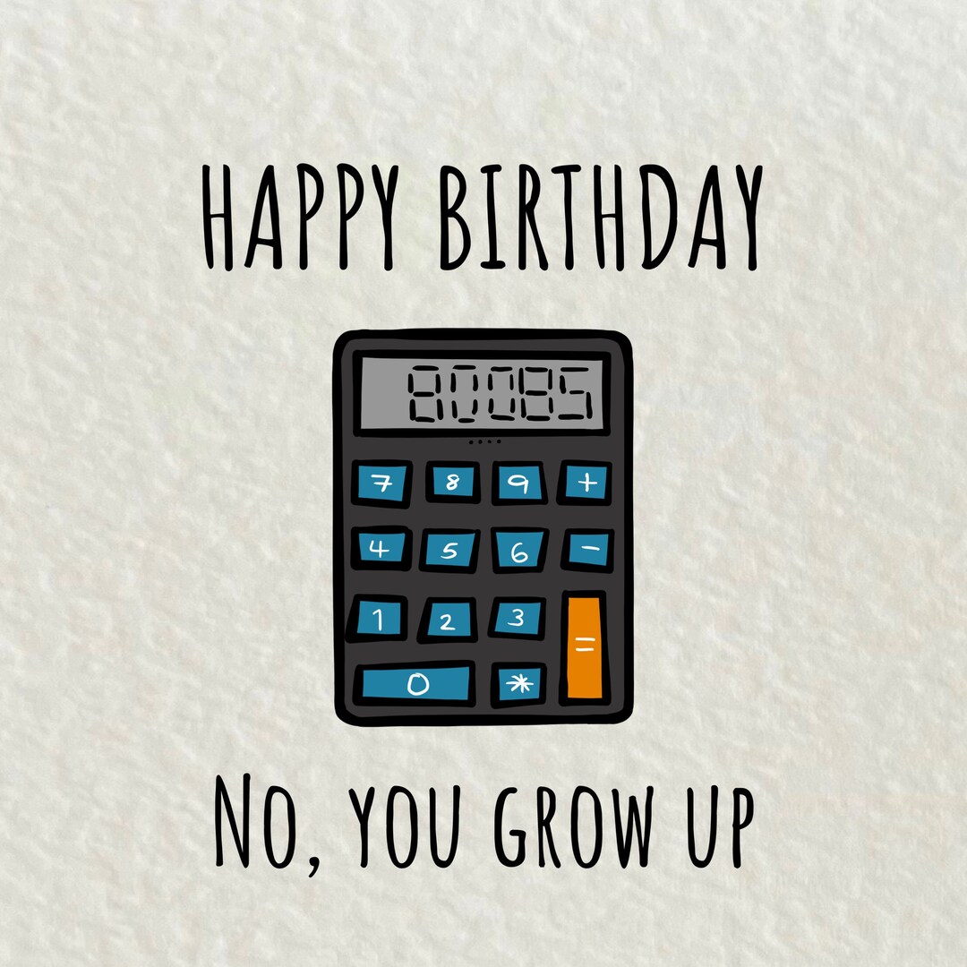 Funny Birthday Card Boobs on a Calculator Design No You Grow Etsy