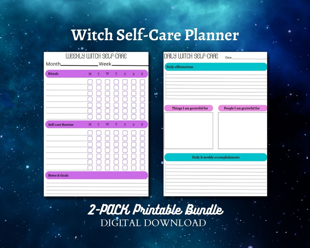 Witch Self-care Planner, Self-care Planner Checklist, Mindfulness List ...