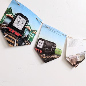 Thomas the Train Book Page Garland, Children&#39;s Party Banner, Bedroom Decoration