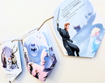 Guirnalda de páginas doradas de Frozen, pancarta para fiesta infantil, decoración de dormitorio con rimas infantiles