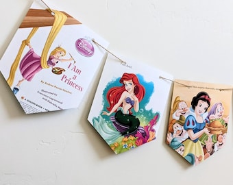 Guirlande de pages de livre Je suis une princesse : bannière recyclée pour enfants