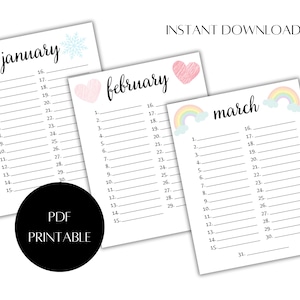 Printable Perpetual Birthday Calendar: Family Important Dates Tracker (PDF)