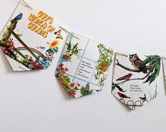 God's World of Colors Golden Book Page Garland: Upcycled Children's Banner