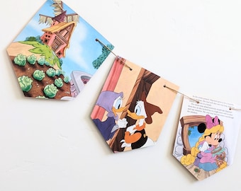 Mickey Mouse: Rapunzel Golden Book Page Garland, Children's Party Banner, Nursery Rhyme Bedroom Decoration