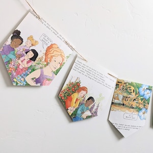 Magic School Bus Book Page Garland, Children's Party Banner, Nursery Rhyme Bedroom Decoration