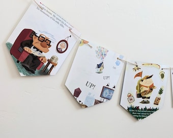 Up Golden Book Page Garland, Children's Party Banner, Nursery Rhyme Bedroom Decoration