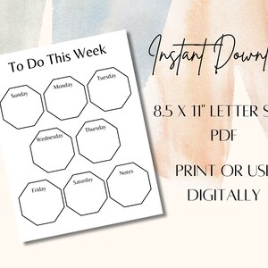 Weekly To Do List Printable Template | Simple To Do List | Weekly Task List | Weekly To Do Template | To Do List Weekly | Instant Download