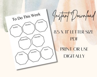 Simple Weekly To-Do List Printable: Task Planner (Digital Download)