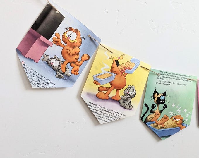 Garfield Book Page Garland, Children's Party Banner, Nursery Rhyme ...