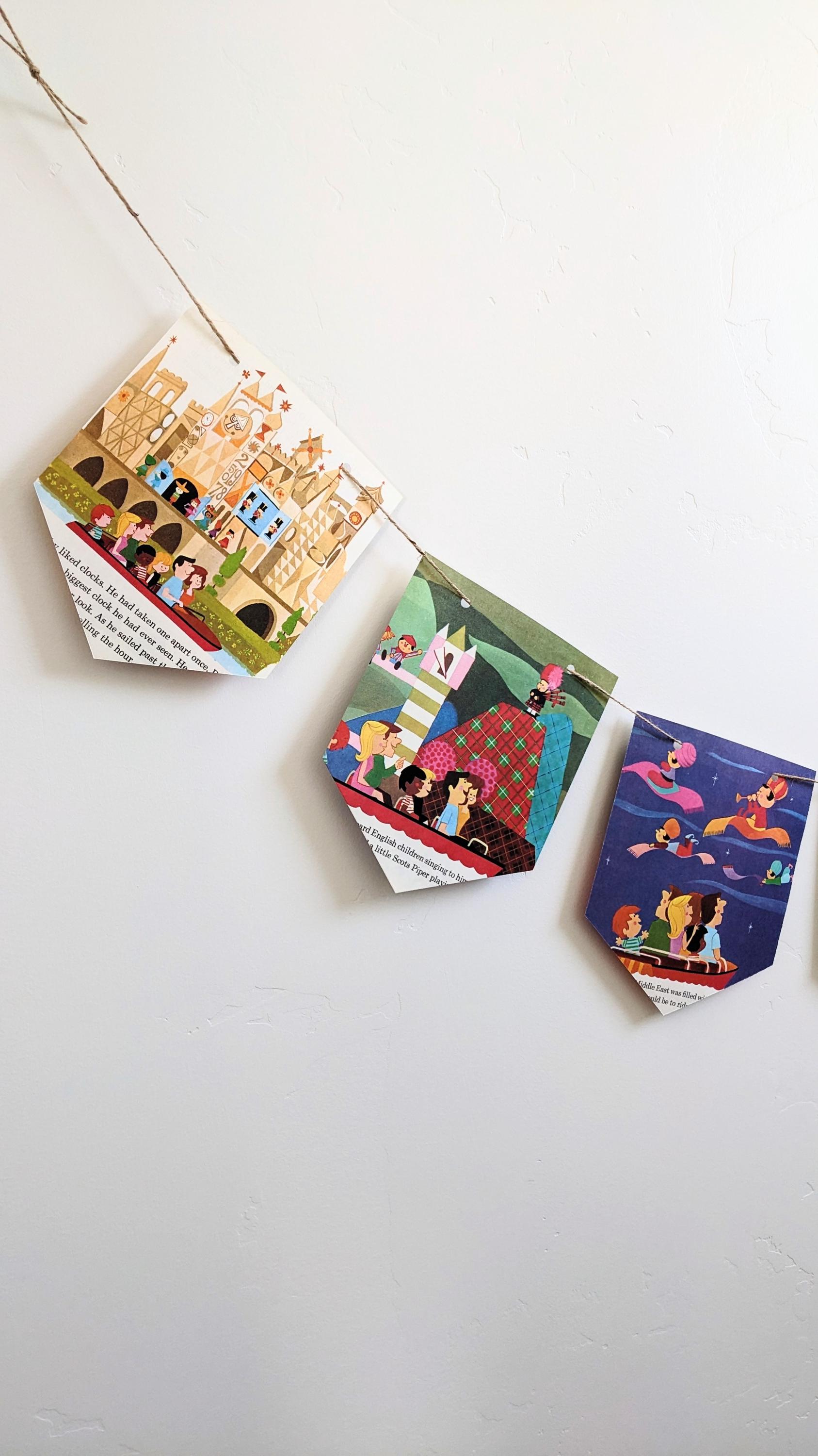 It's A Small World Book Page Garland, Children's Party Banner, Bedroom Decoration