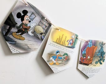 Guirnalda de páginas doradas de Mickey's Christmas Carol, pancarta para fiesta infantil, decoración de dormitorio con rimas infantiles