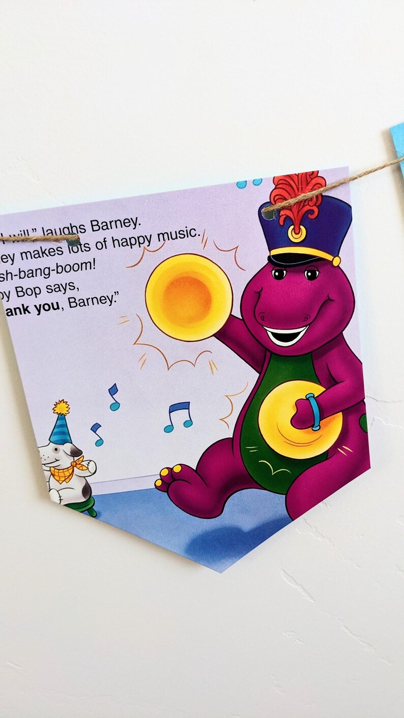 Barney Sharing is Caring Book Page Garland: Upcycled Children's Party ...