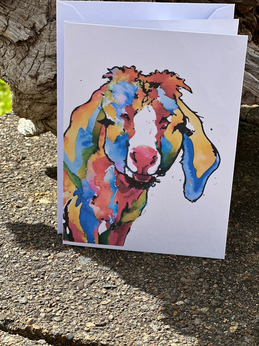 Goat Greeting Card – Watercolor Farm Animal Art – Country Decor – Funny ...