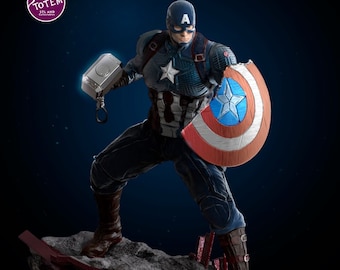 Captain America with Mjolnir 3D STL File
