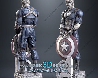 Archivo STL 3D Capitán América Vengadores - Figura Capitán América - Impresora 3D