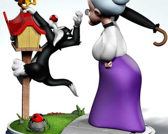 シルベスター、トゥイーティー、おばあちゃんの3D STLファイル